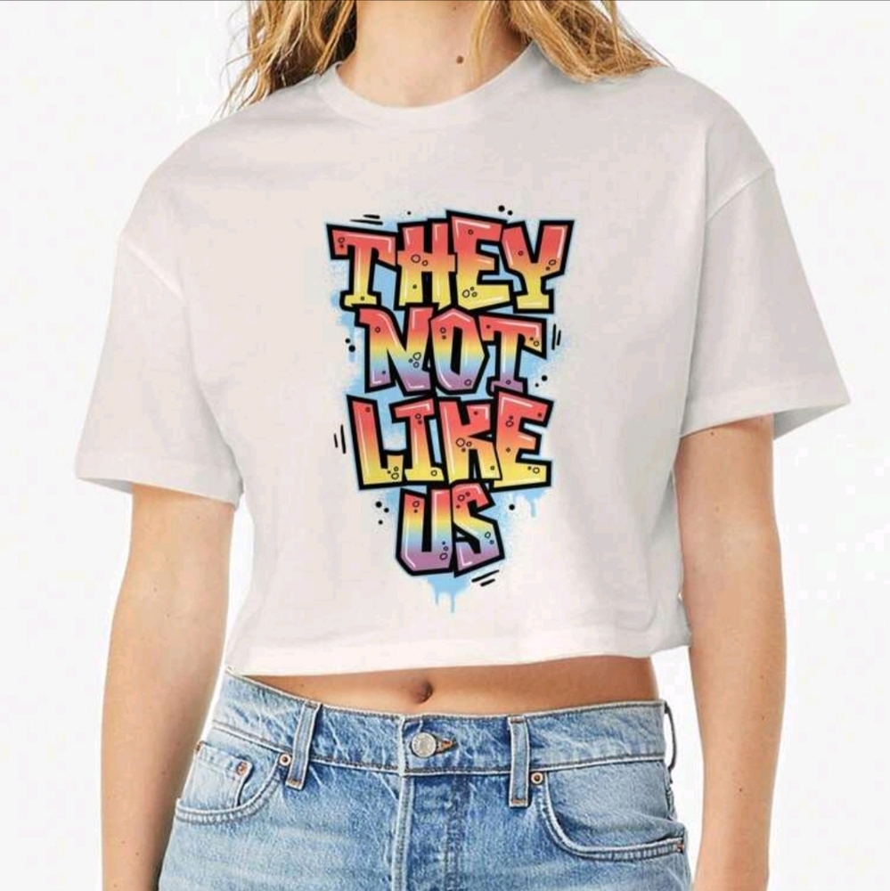 They Not Like Us Graphic Ladies Cotton Crop Top T-Shirt